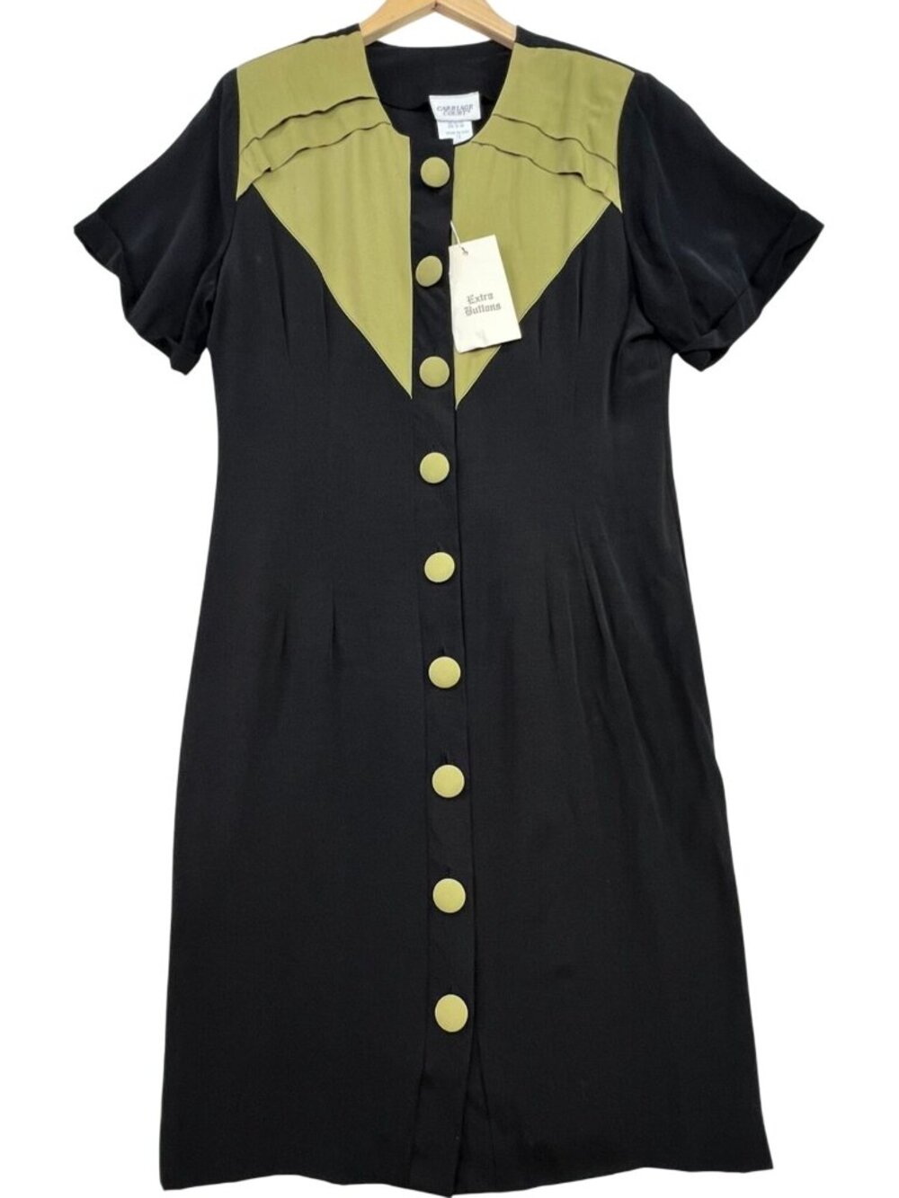 Vintage Carriage Court Women's Button-Through Sheath Midi Dress Sz 14 Black